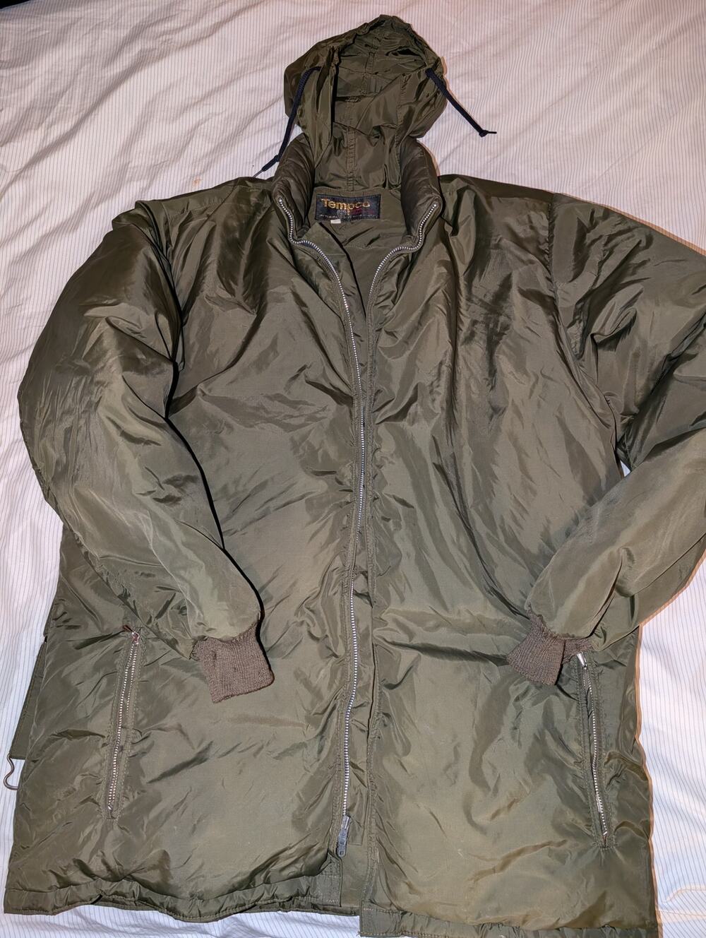 Vintage Tempco Down Jacket Coat Large USA Made Army Green